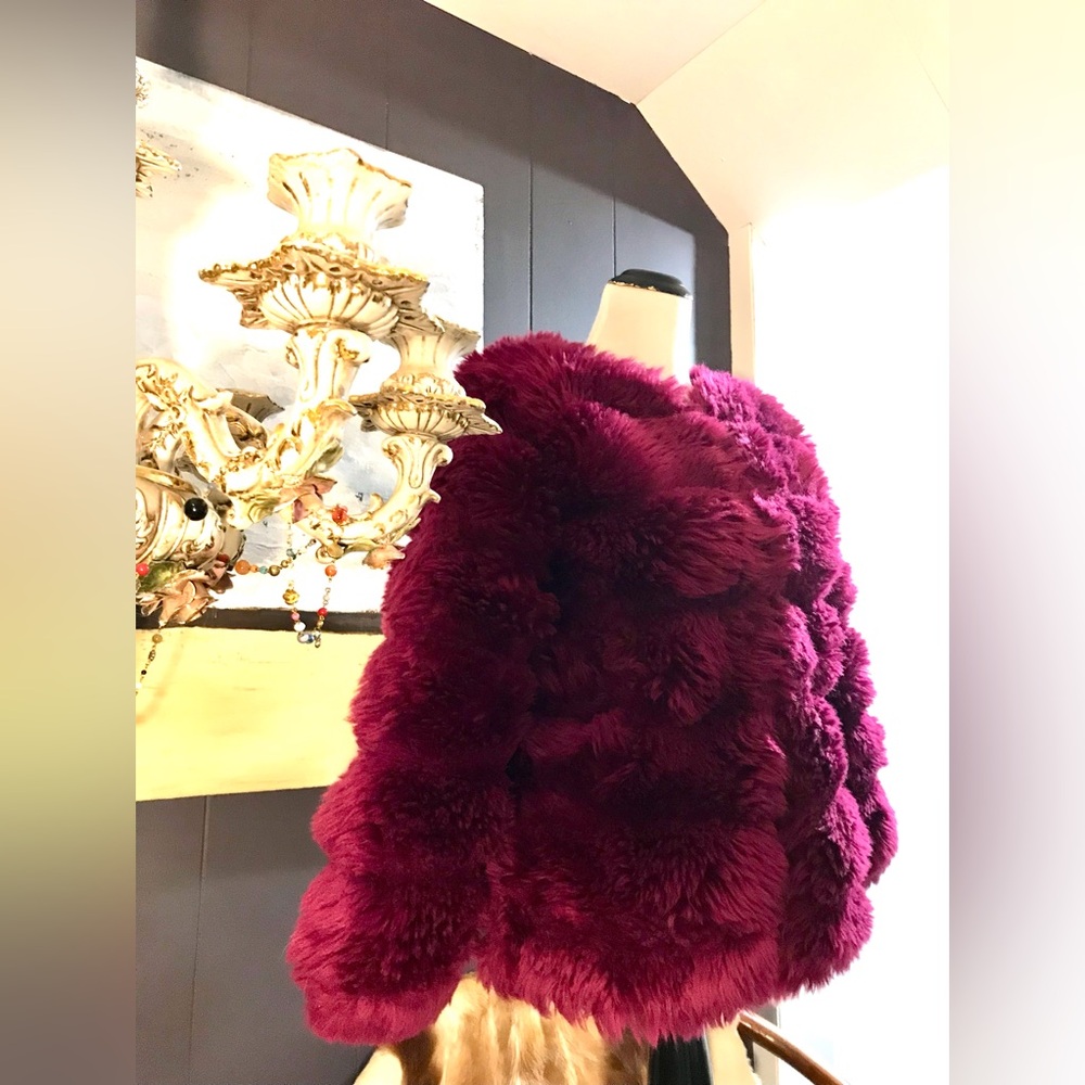 Plush Fuchsia Novelty Faux Fur Jacket Size S/Med - Picture 7 of 16